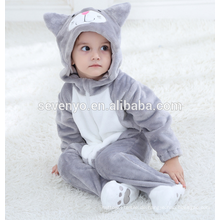 Weiche Baby Flanell Strampler Katze Onesie Pyjama Outfits Anzug, Schlafanzug, Baby-Kapuzenhandtuch